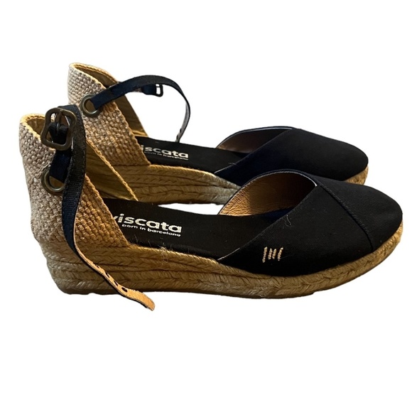 VISCATA Gava Canvas Wedge Handmade 2 ½” Heel Women's Sandals, Size 39/8 - Picture 6 of 14